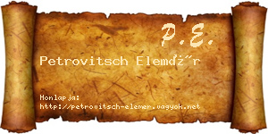 Petrovitsch Elemér névjegykártya